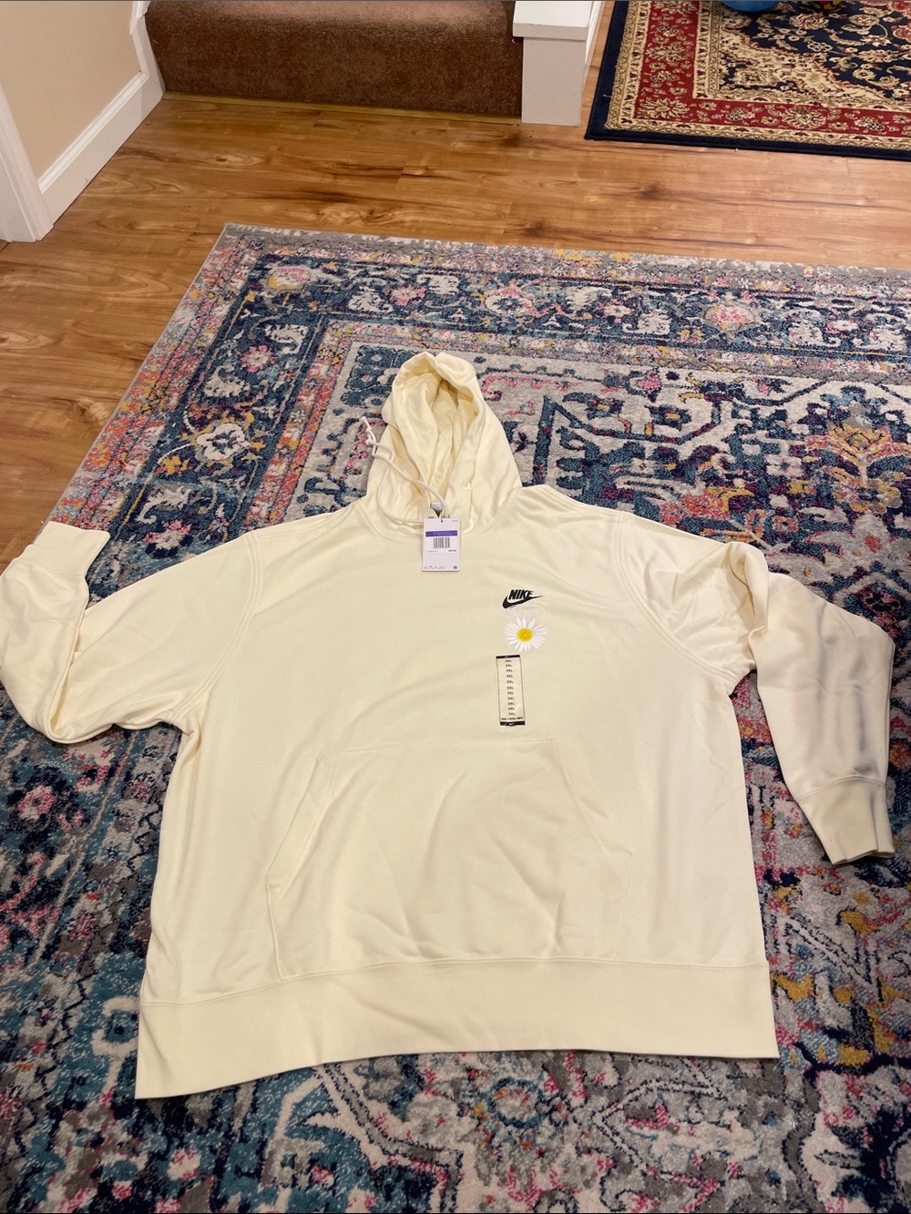 Nike Men's Cream Hoodie with Daisy Logo
